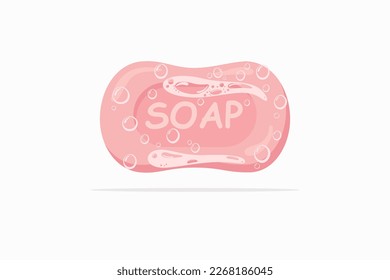 Bar Soap with foam isolated on white. Flat style vector illustration.