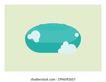 Bar soap with foam. Simple flat illustration.