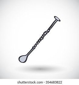 Bar spoon. Hand-drawn bartender supply icon. Doodle drawing. Vector illustration