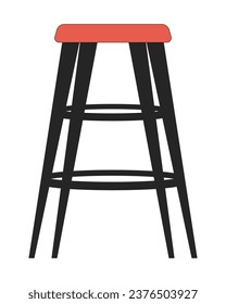 Bar stool 2D linear cartoon object. Comfortable cafe seating. Bar furniture isolated line vector element white background. Contemporary modern interior. Comfort zone decor color flat spot illustration