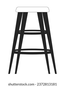 Bar stool black and white 2D line cartoon object. Comfortable cafe seating. Bar furniture isolated vector outline item. Contemporary modern interior. Comfort zone monochromatic flat spot illustration