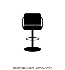Bar stool black and white flat vector icon and clip art design