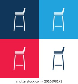 Bar Stool blue and red four color minimal icon set