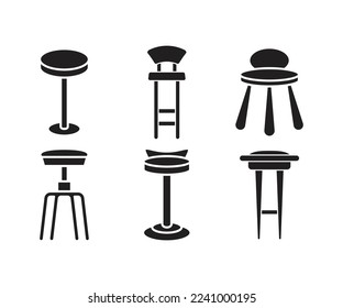 Stangenhocker und Stuhl-Icons Set-Illustration