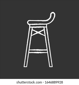 Bar stool chalk white icon on black background. Night club, drinking establishment, pub furniture. Interior decoration. Empty seat, tall chair isolated vector chalkboard illustration