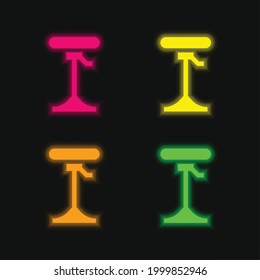 Barra Stool cuatro colores brillante neón icono vector