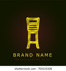 Bar Stool golden metallic logo