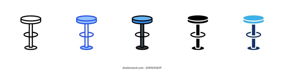 Bar Stool Icon Collection With Multiple Styles