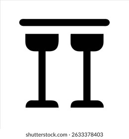 bar stool icon modern art illustration design black and white silhouette with bold outline 