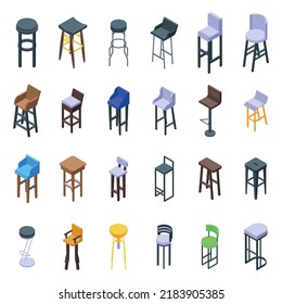 Bar stool icons set isometric vector. Chair club. Furniture club