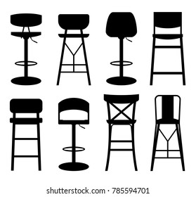 Bar Stool Icons. Vector Illustration. 