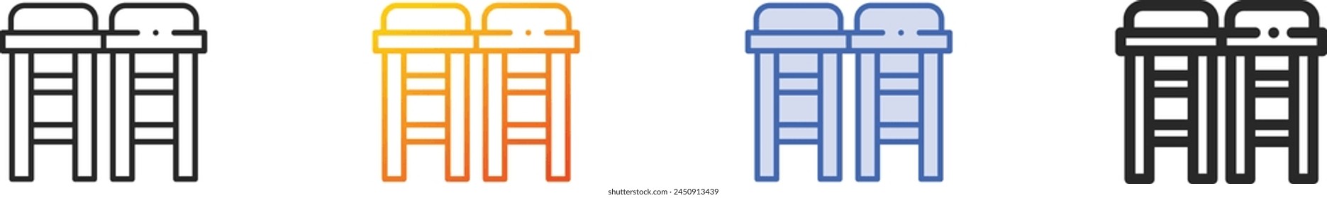 bar stool icon.Thin Linear, Gradient, Blue Stroke and bold Style Design Isolated On White Background