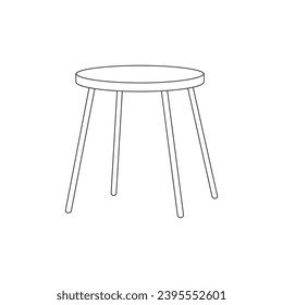 Barra Aislada En Fondo Blanco. Ilustración del vector de la silla. La Página De Coloración Del Mobiliario De La Silla. Libro de Colores para niños, Stool. Arte Doodle
