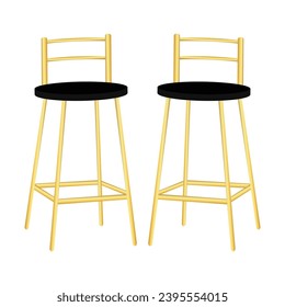 Bar Stool Isolated On White Background. The Chair Vector Illustration. The Chair Furniture. living room Furniture. Doodle art