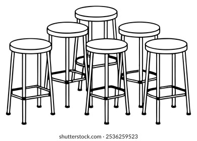 Bar stool line art illustration showcasing minimalist design elegance (4)