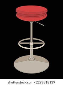 Bar stool perfect coloring vector . Vector art customizable illustration. Night club, drinking establishment, pub furniture. Vector isolated drawing art. 
