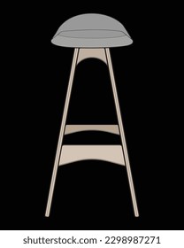 Bar stool perfect coloring vector . Vector art customizable illustration. Night club, drinking establishment, pub furniture. Vector isolated drawing art. 
