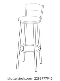 Bar stool perfect linear icon. Line art customizable illustration. Night club, drinking establishment, pub furniture. Vector isolated outline drawing.