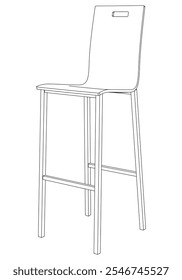 Taburete de bar icono lineal perfecto. Ilustración personalizable de arte lineal. Club nocturno, establecimiento de bebidas, muebles de pub. Dibujo de contorno aislado de Vector