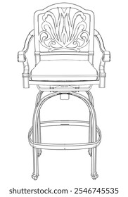 Bar stool perfect linear icon. Line art customizable illustration. Night club, drinking establishment, pub furniture. Vector isolated outline drawing