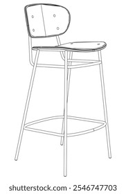 Bar stool perfect linear icon. Line art customizable illustration. Night club, drinking establishment, pub furniture. Vector isolated outline drawing