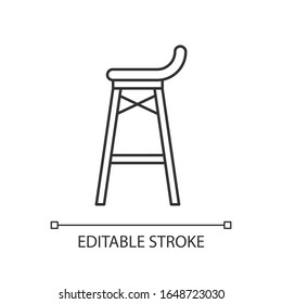 Bar Stool Pixel Perfect Linear Icon. Thin Line Customizable Illustration. Night Club, Drinking Establishment, Pub Furniture Contour Symbol. Vector Isolated Outline Drawing. Editable Stroke