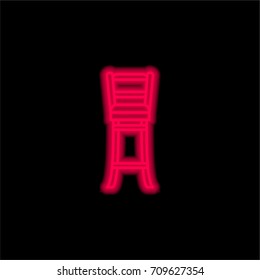 Bar Stool red glowing neon ui ux icon. Glowing sign logo vector