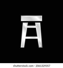 Bar Stool silver plated metallic icon