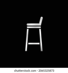 Bar Stool silver plated metallic icon