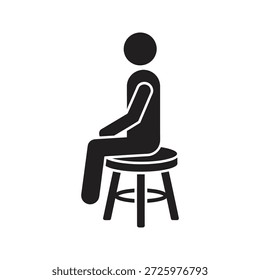Bar stool sitter icon sitting side view for restaurant counter seat furniture relaxed posture and waiting casual lounge break chair