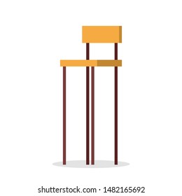 Bar stool. Tall chair for cafe and cafeteria. Modern furniture, element of interior. Isolated flat vector illustration