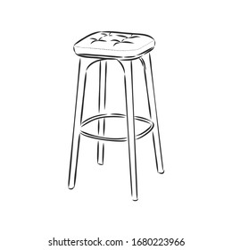 Taburete de barra, ilustración de esbozo vectorial 