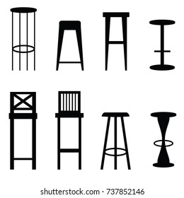 bar stools set in black art illustration