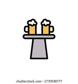 Mesa de bar, icono de la cerveza. Color simple con elementos de vector de contorno de iconos internacionales del día de la cerveza para ui y ux, sitio web o aplicación móvil