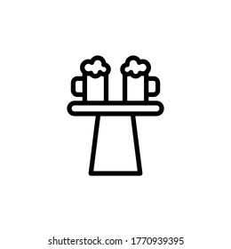 Mesa de bar, icono de la cerveza. Línea simple, contorno vectorial elementos de iconos internacionales del día de la cerveza para ui y ux, sitio web o aplicación móvil