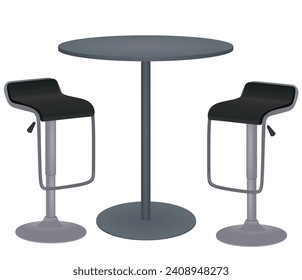 Bar table and chairs. vector illustration