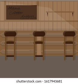 Bar table illustration for a simple cafe with the feel of the evening