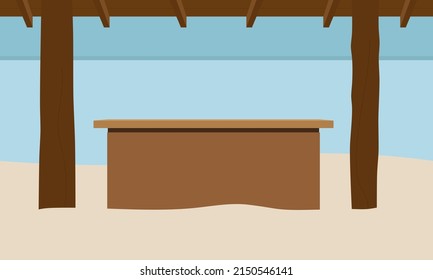 Bar Table Under A Canopy On The Beach