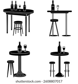 Bar Table Vector Silhouetted Bundle Set Collection 