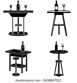 Bar Table Vector Silhouetted Bundle Set Collection 