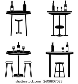 Bar Table Vector Silhouetted Bundle Set Collection 