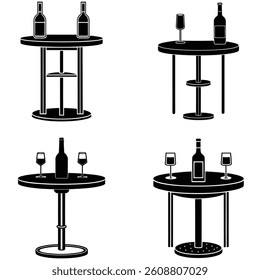 Bar Table Vector Silhouetted Bundle Set Collection 