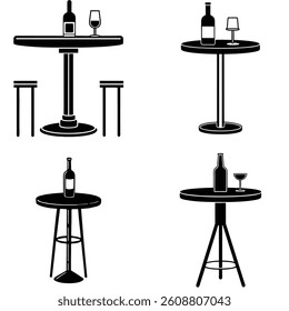 Bar Table Vector Silhouetted Bundle Set Collection 