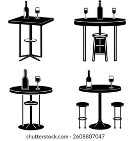 Bar Table Vector Silhouetted Bundle Set Collection 