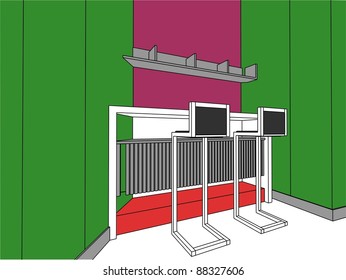 Bar With Tall Chairs Vector 01