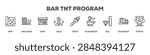 Bar Tnt Program with icon of Map, Gold Bars, Shop, Gold, Torch, Blacksmith, Size, Excavator, Trophy
