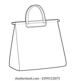 Bar Tote silhouette bag. Fashion accessory technical illustration. Vector satchel front 3-4 view for Men, women, unisex style, flat handbag CAD mockup sketch outline isolated