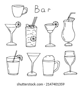 Bar vector illustration, hand drawing doodles