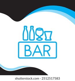 Bar Vector Line Icon - Simple Thin Line Icon, Premium Quality Design Element. Bar Icon Design in Four style with Editable Stroke. Solid, Flat Line and Color Gradient Line. alcohol bottles.