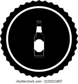 Bar vector logo with a black circle shape and a beer bottle inside